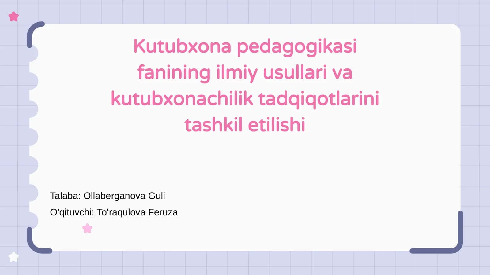 Kutubxona pedagogikasi fanining ilmiy usullari va kutubxonachilik tadqiqotlarini tashkil etilishi 1