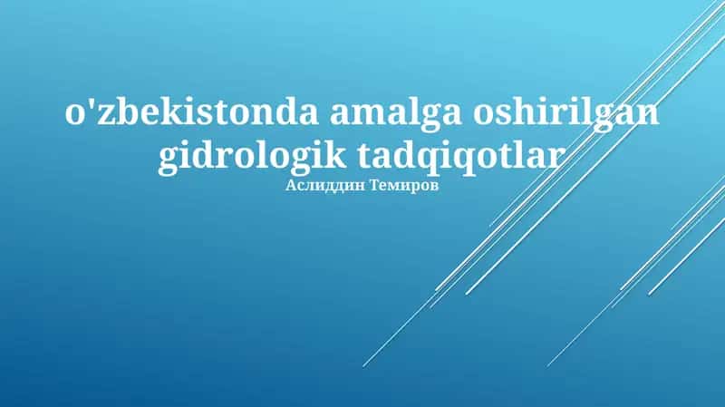 Gidrologik tadqiqotlar 1