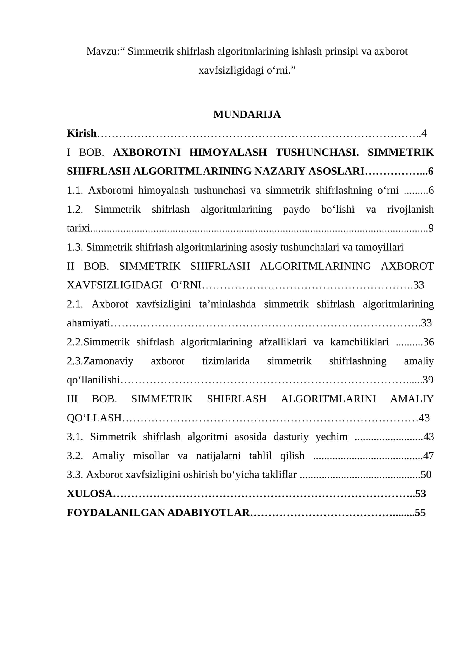 Simmetrik shifrlash algoritmlarining ishlash prinsipi va axborot xavfsizligidagi o‘rni 1