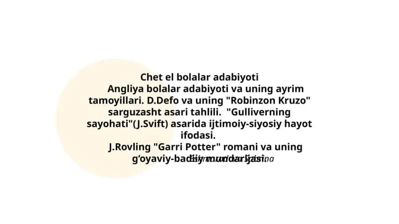 Chet el bolalar adabiyoti 1