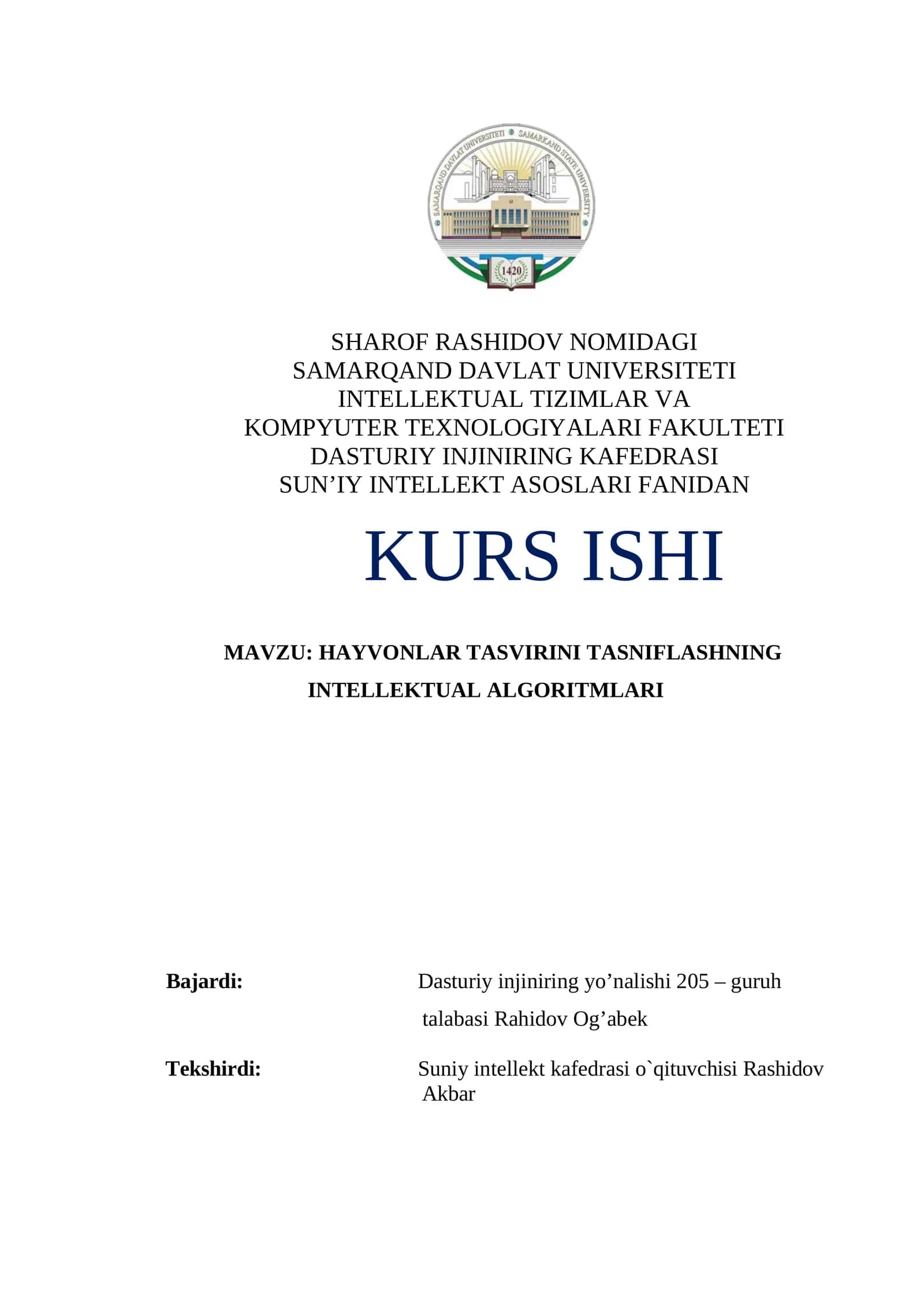 HAYVONLAR TASVIRINI TASNIFLASHNING INTELLEKTUAL ALGORITMLARI 1