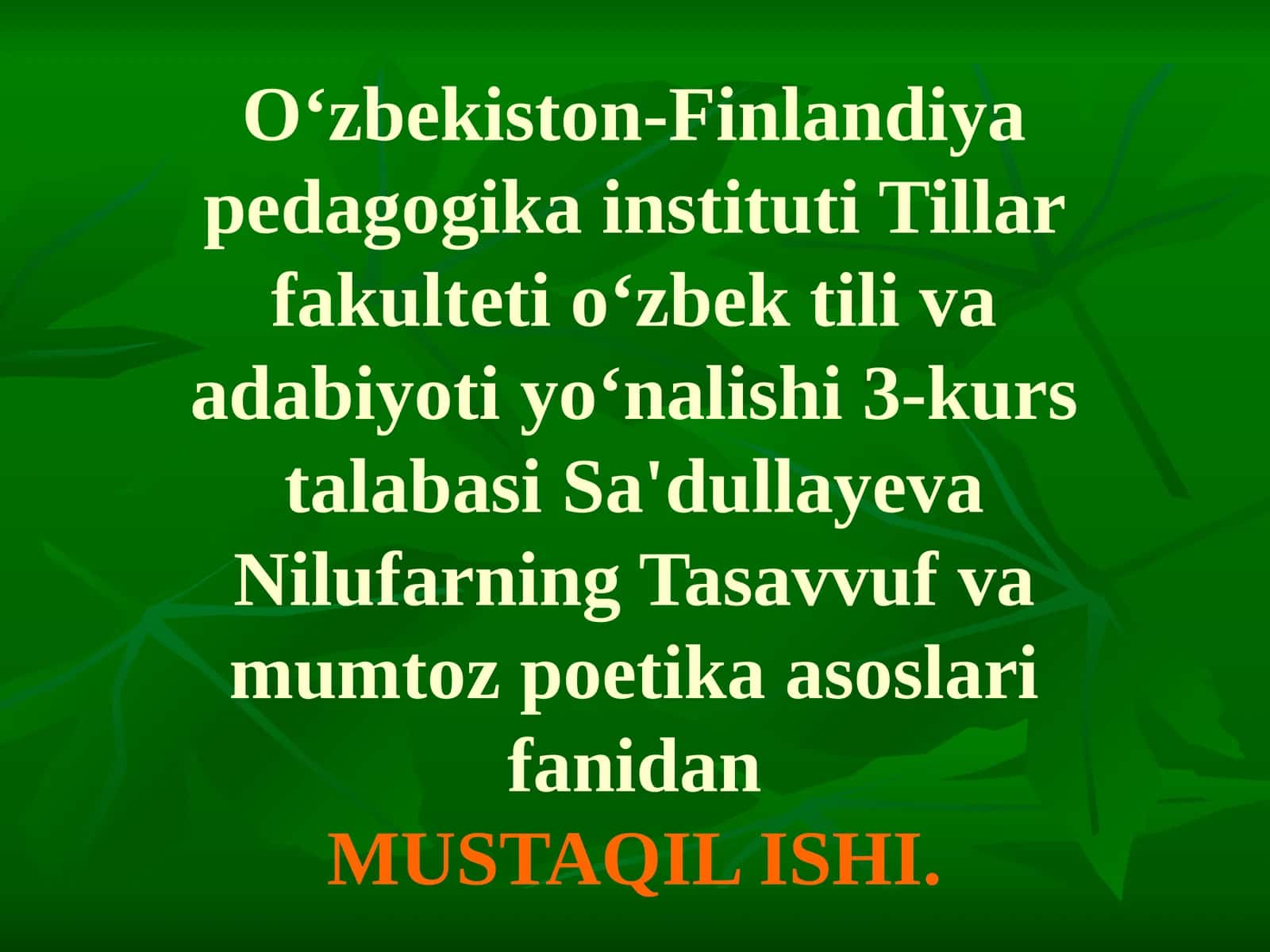 Badiiy she’riy san’atlar tasnifi va tavsifi: lafziy va ma’naviy san’atlar. Atoulloh Husayniy asarida badiiy san’atlar tasnifi va xususiyatlari. Qofiya va uning vazifalari: mumtoz qofiya nazariyasi, qofiya san’atlari, qofiya tizimi, qofiya tartibi, qofiya tirgovichlari. Navoiy va Boburning aruz risolalarining qiyosiy tahlili 1
