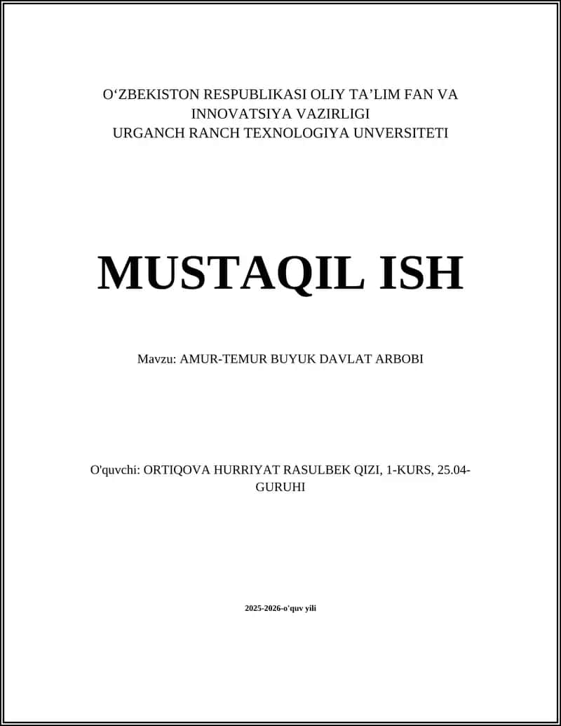 AMUR-TEMUR BUYUK DAVLAT ARBOBI 1