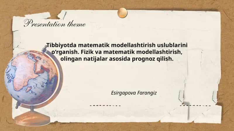 Tibbiyotda matematik modellashtirish 1