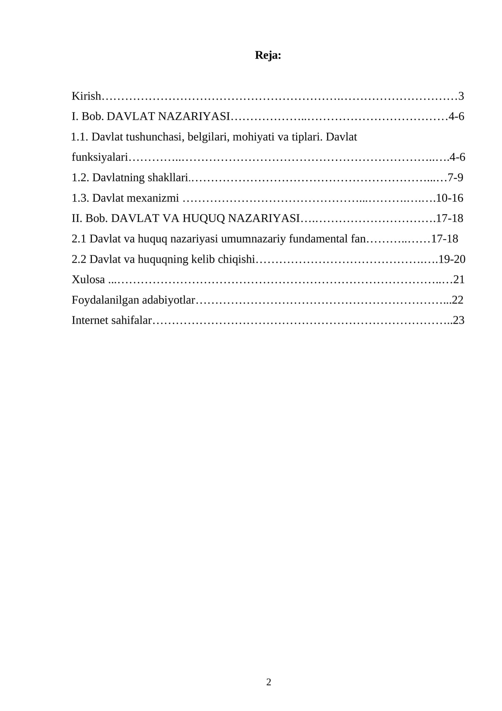 Davlat va huquq nazariyasi 1