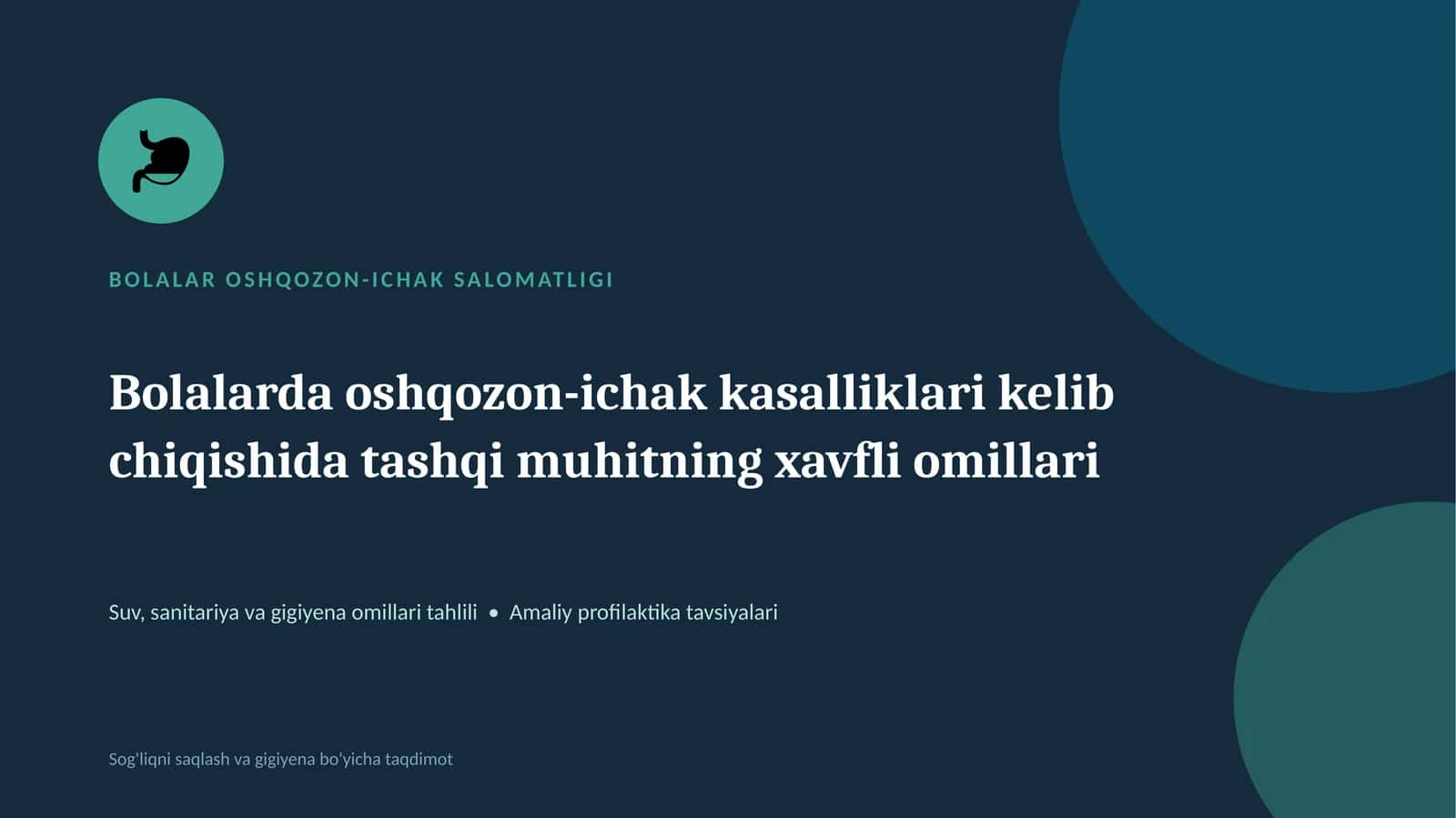 Bolalarda oshqozon-ichak kasalliklari kelib chiqishida tashqi muhitning xavfli omillari | 15 slayd 1