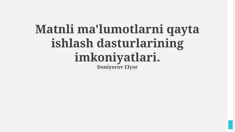 Matnni qayta ishlash dasturlarining imkoniyatlari 1