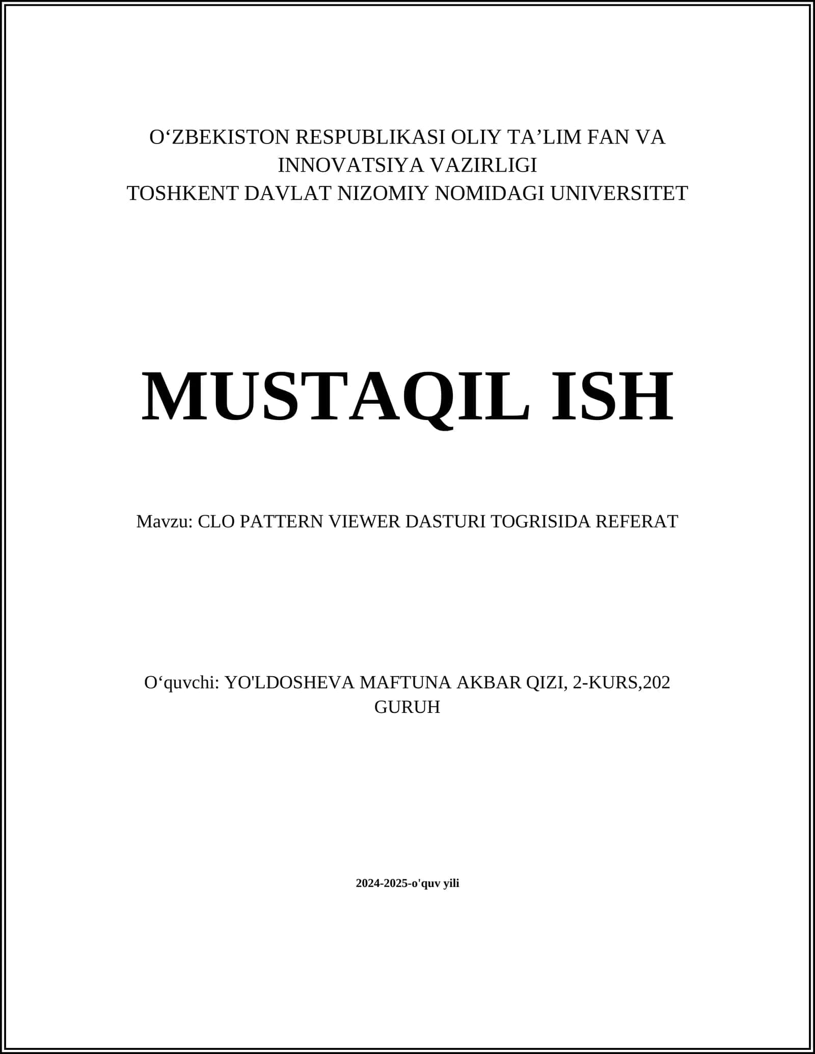 CLO PATTERN VIEWER DASTURI TOGRISIDA REFERAT 1