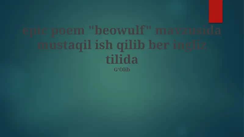 epic poem "Beowulf" 1