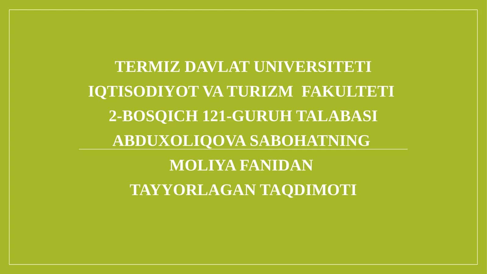 Moliyaviy Hisobotlar va Ularning Korxona Faoliyatini Baholashda Tutgan O’rni 1