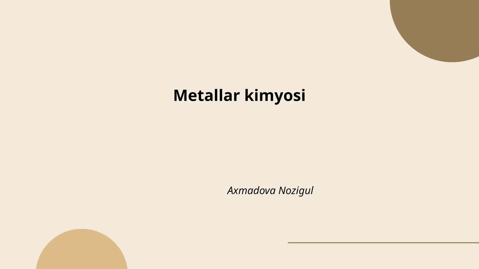 Metallar kimyosi 1