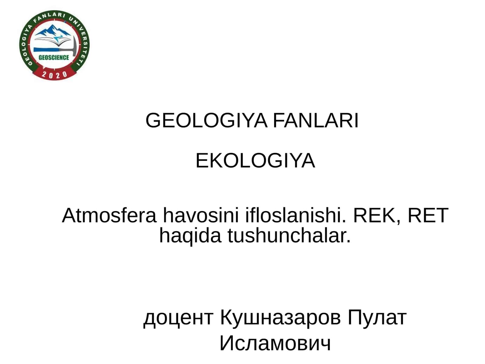 GEOLOGIYA FANLARI EKOLOGIYA 1