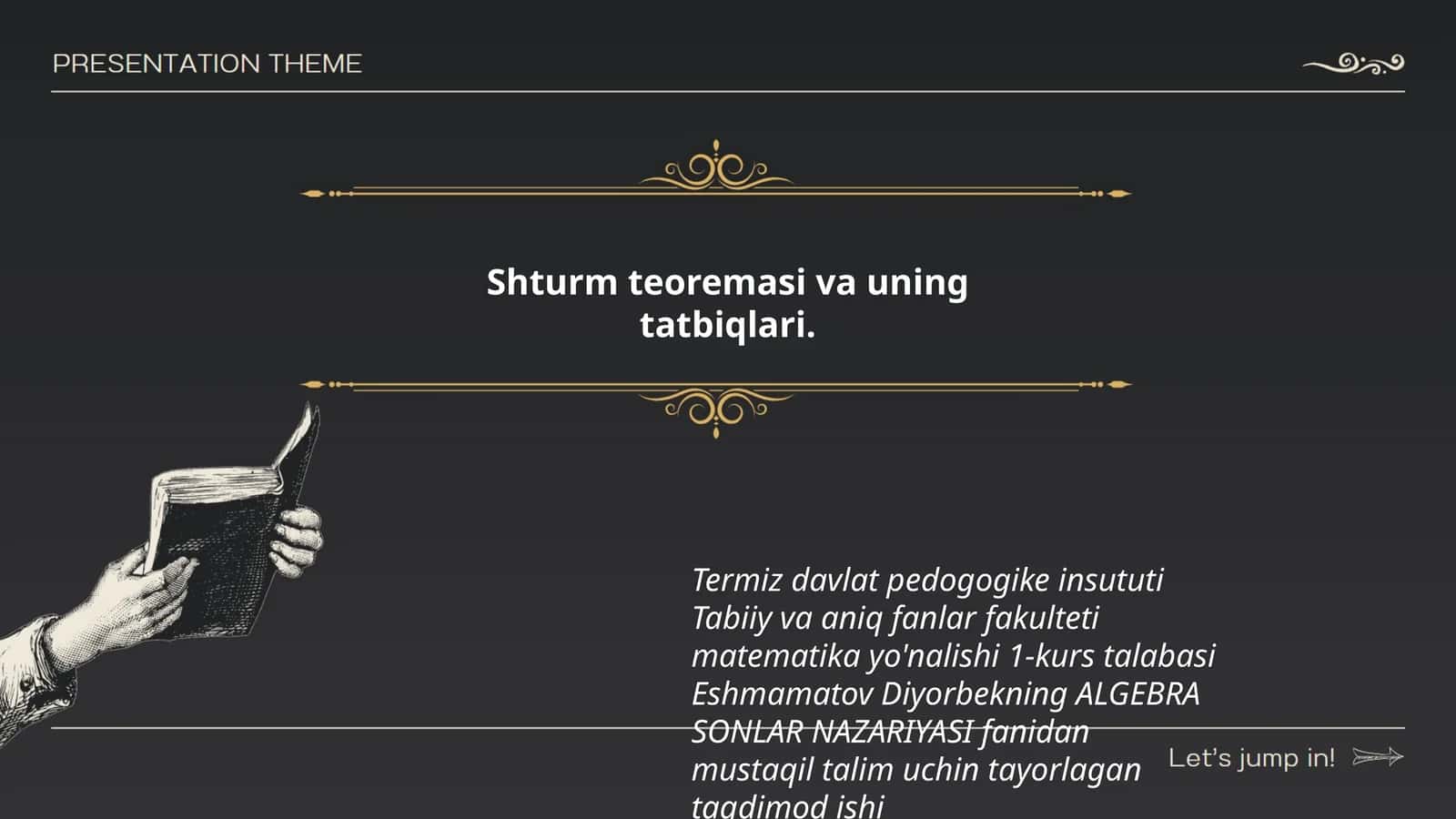 Shturm teoremasi va uning tatbiqlari 1