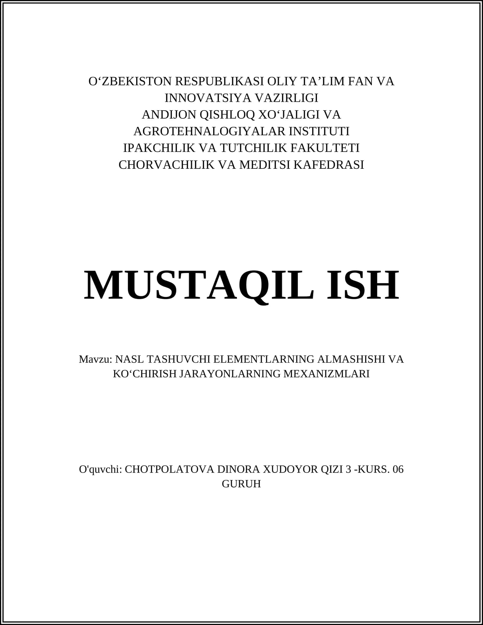 NASL TASHUVCHI ELEMENTLARNING ALMASHISHI VA KO‘CHIRISH JARAYONLARNING MEXANIZMLARI 1