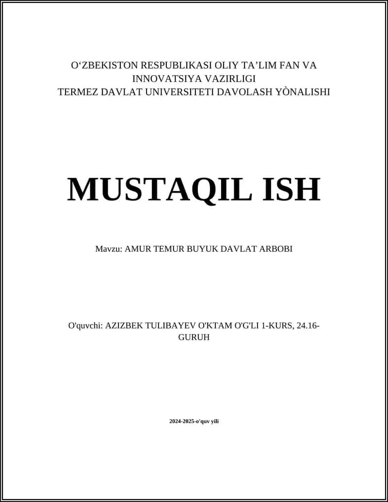 AMUR TEMUR BUYUK DAVLAT ARBOBI 1