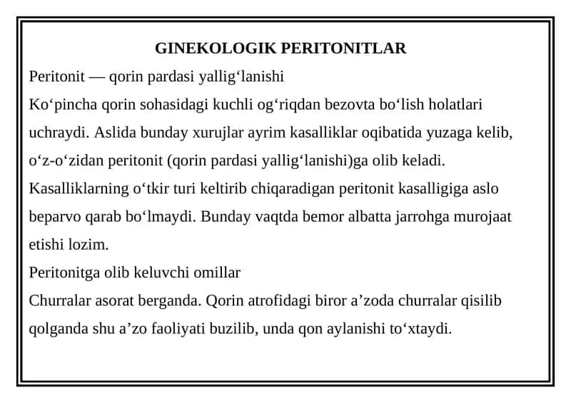 GINEKOLOGIK PERITONITLAR 1