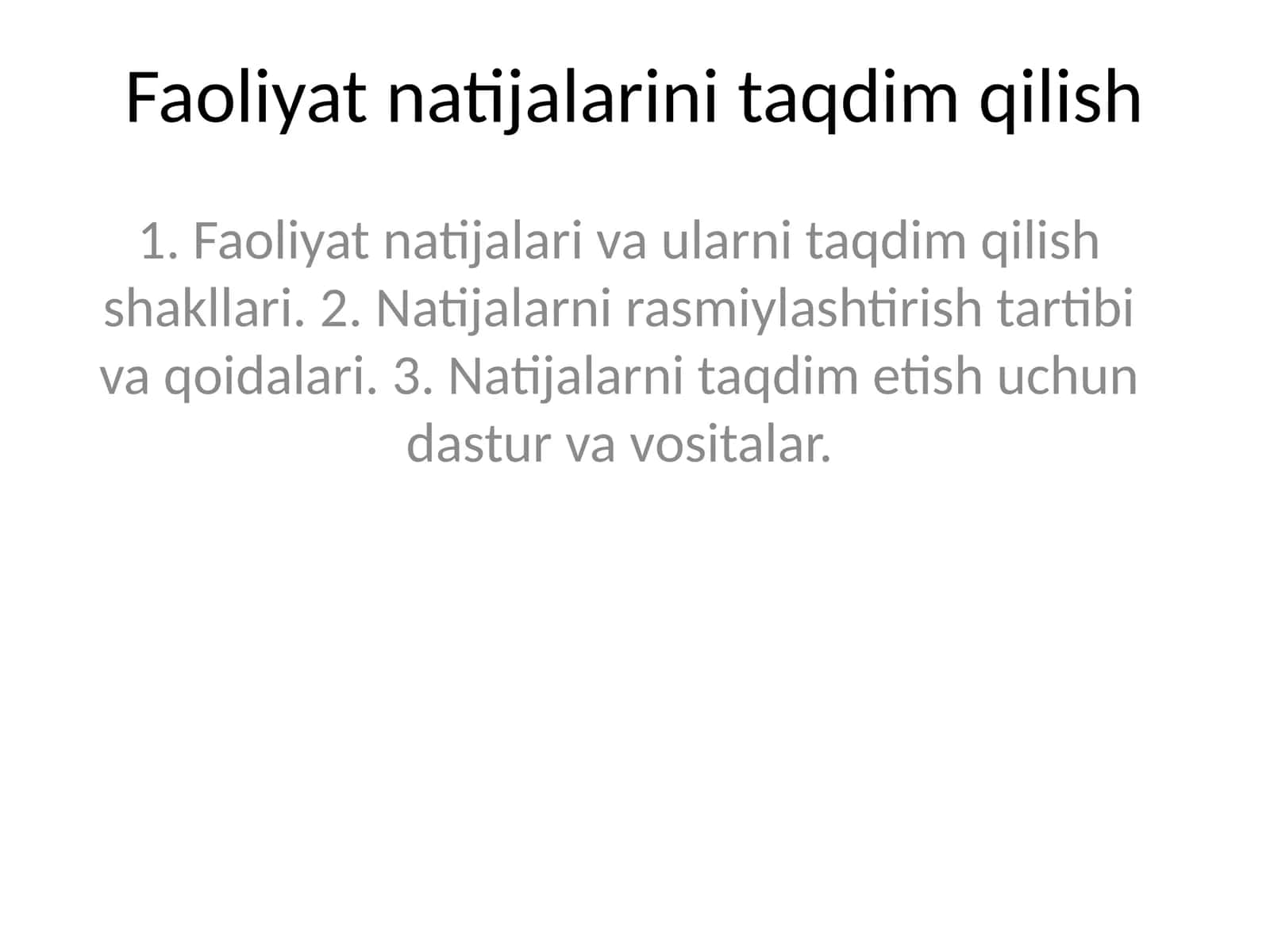 Faoliyat natijalarini taqdim qilish 1