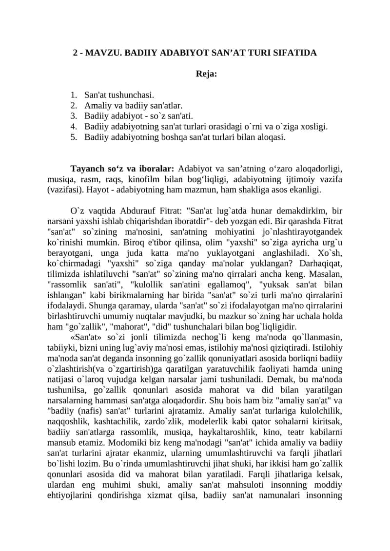 BADIIY ADABIYOT SAN’AT TURI SIFATIDA 1