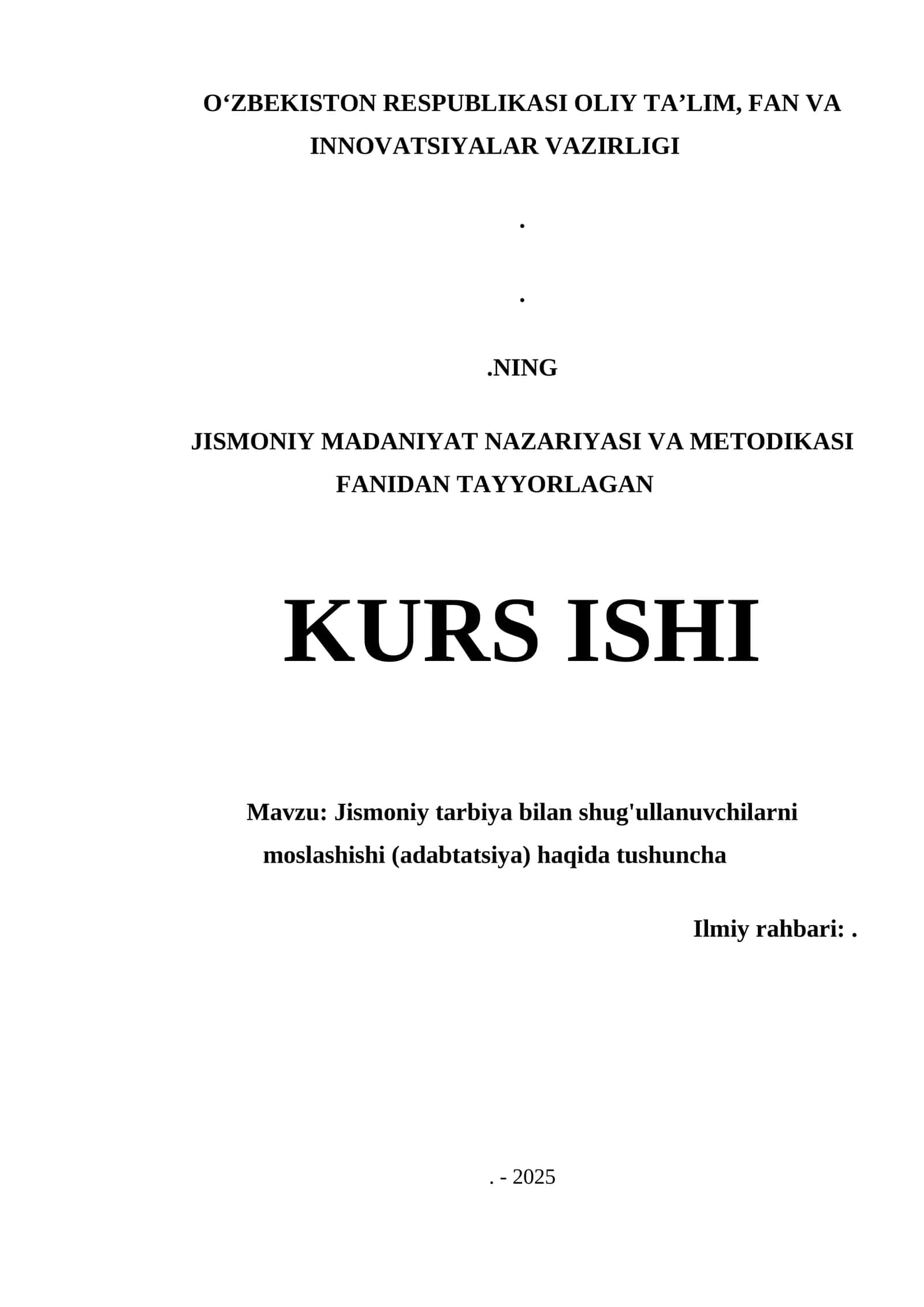 Jismoniy tarbiya bilan shug'ullanuvchilarni moslashishi (adabtatsiya) haqida tushuncha 1