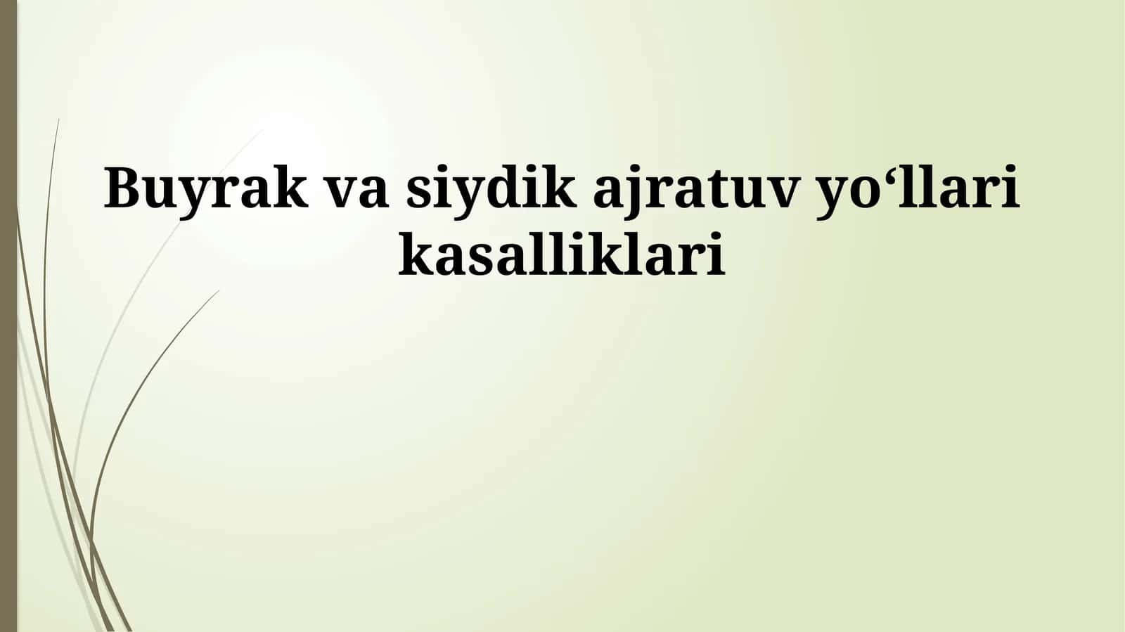 Buyrak va siydik ajratuv yoʻllari kasalliklari 1