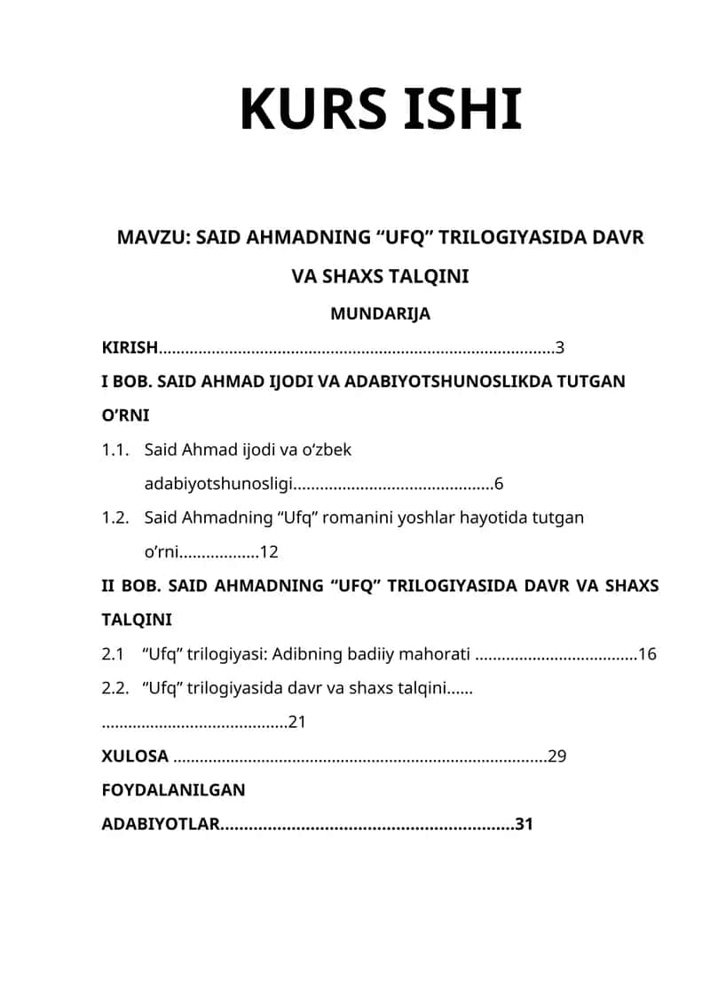 Said Ahmadning “Ufq” trilogiyasida davr va shaxs talqini 1
