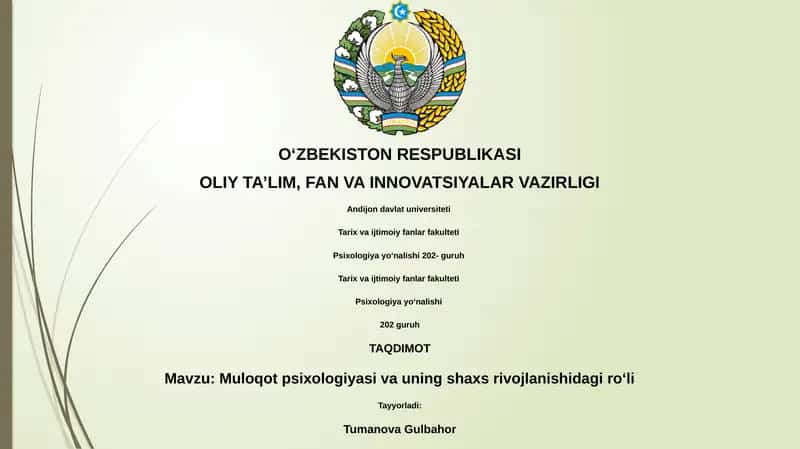Muloqot psixologiyasi va uning shaxs rivojlanishidagi roʻli 1