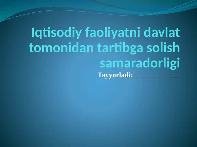 Iqtisodiy faoliyatni tartibga solish | Mikroiqtisodiyot 1