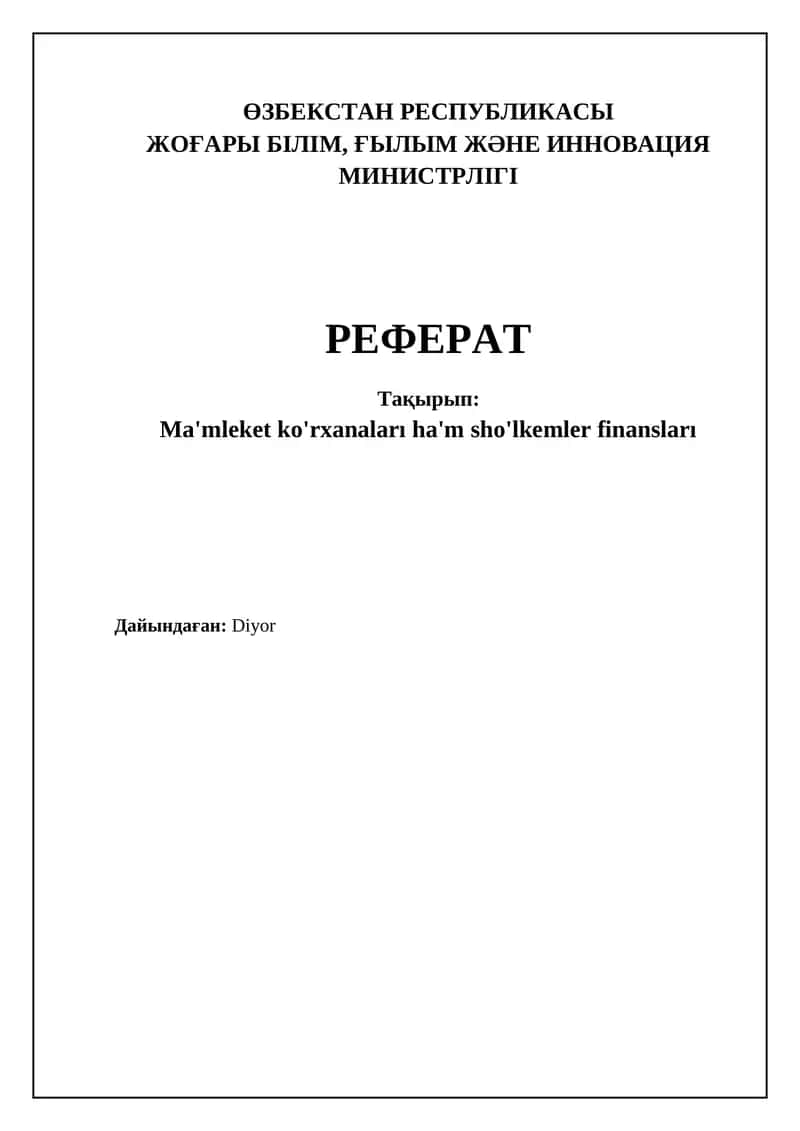 Mámleketlik kárxanalar hám shólkemlerdiń finansları 1