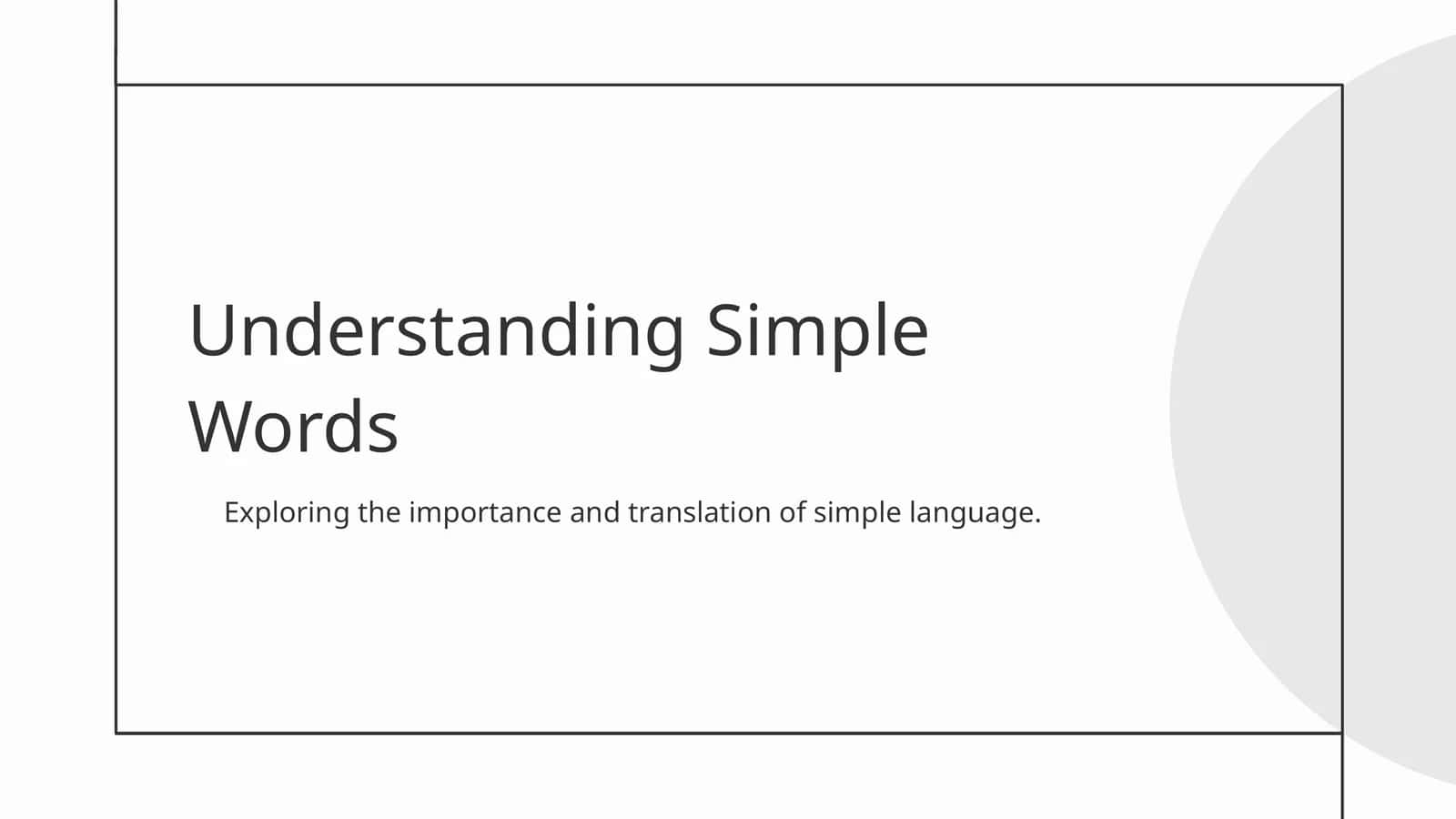 Understanding Simple Words 1