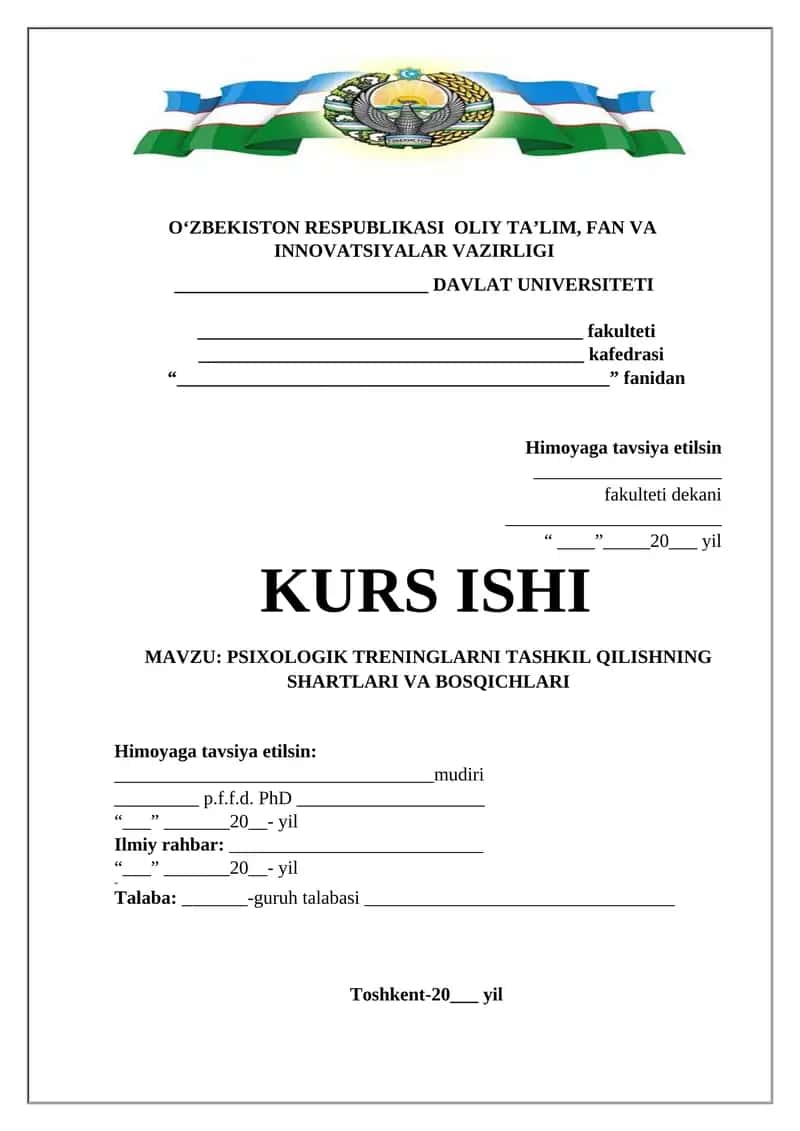 PSIXOLOGIK TRENINGLARNI TASHKIL QILISHNING SHARTLARI VA BOSQICHLARI 1