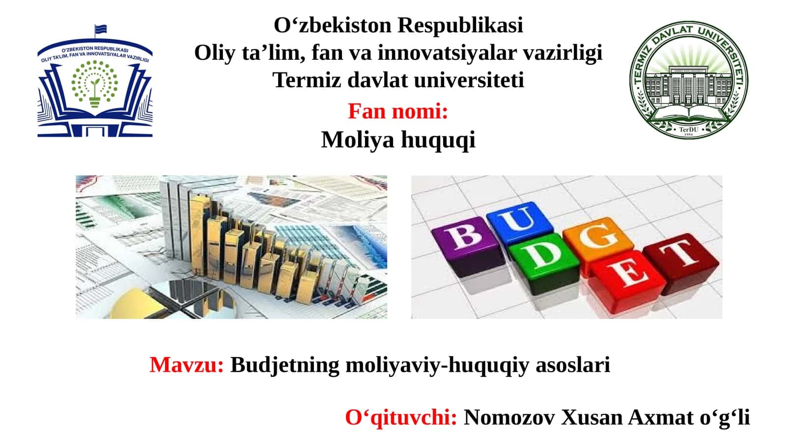 Budjetning moliyaviy-huquqiy asoslari 1