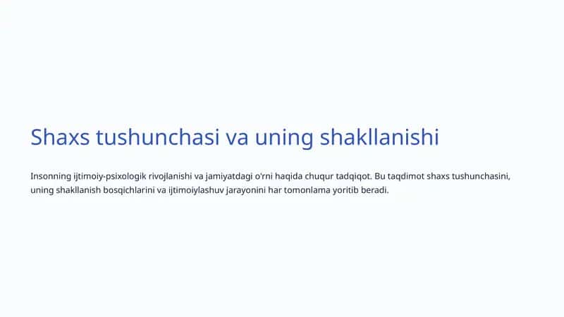 Shaxs tushunchasi va uning shakllanishi 1