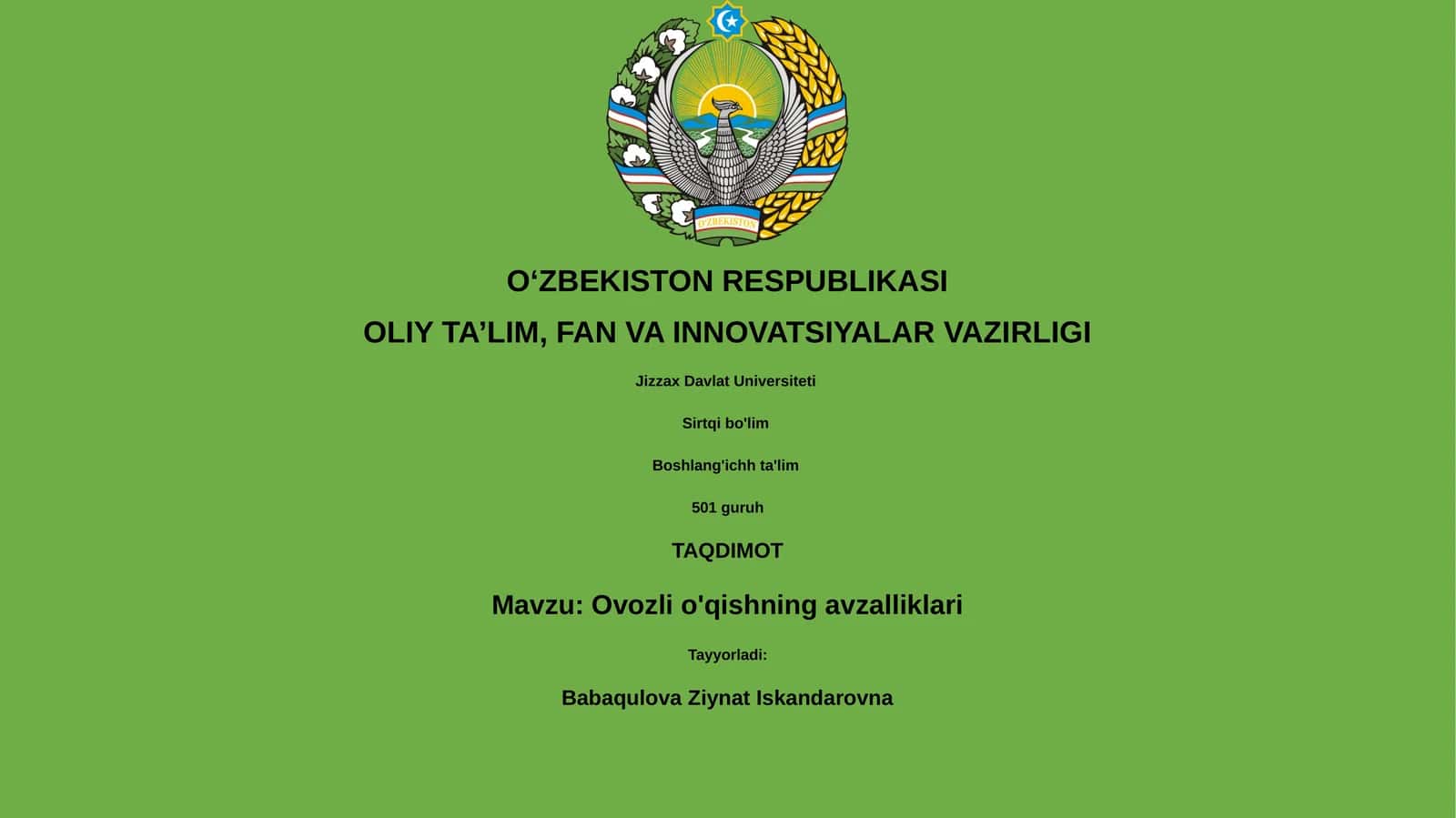 Ovozli o'qishning avzalliklari 1