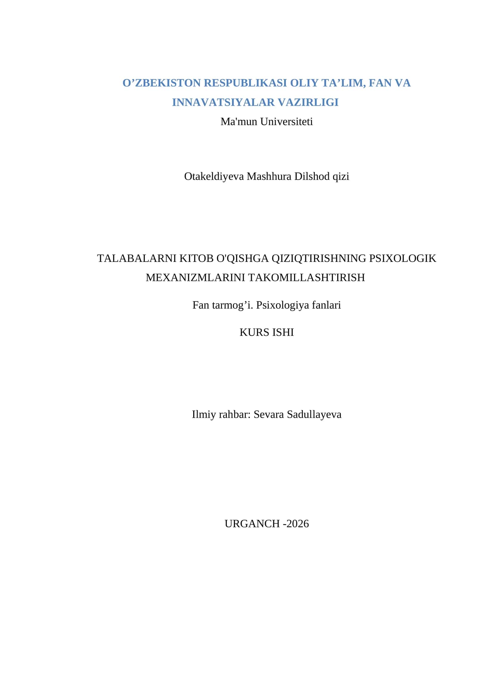 Maktabda psixologik xizmat tuzilmasi, tarkibi va faoliyatini tashkil etish 1