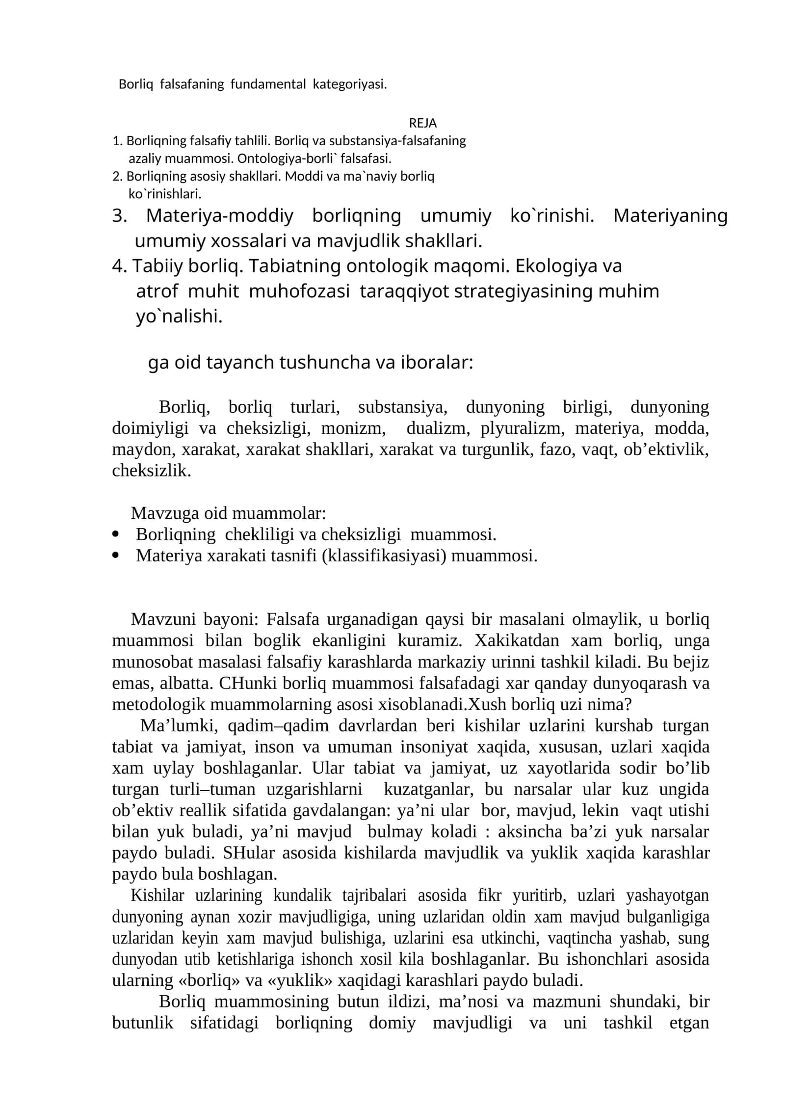 Borliq falsafaning fundamental kategoriyasi 1