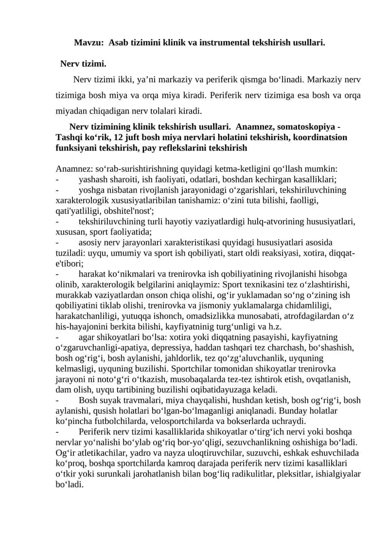 Asab tizimini klinik va instrumental tekshirish usullari 1