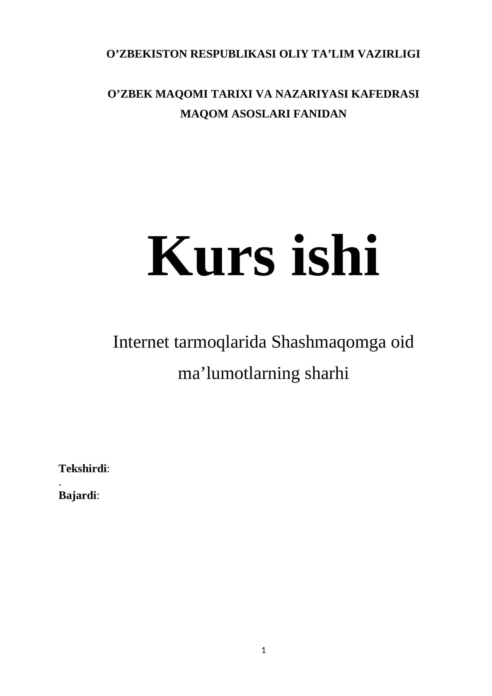 Internet tarmoqlarida Shashmaqomga oid ma’lumotlarning sharhi 1