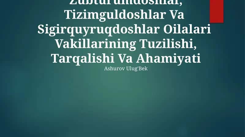 Zubturumdoshlar, Tizimguldoshlar Va Sigirquyruqdoshlar Oilalari Vakillarining Tuzilishi, Tarqalishi Va Ahamiyati 1
