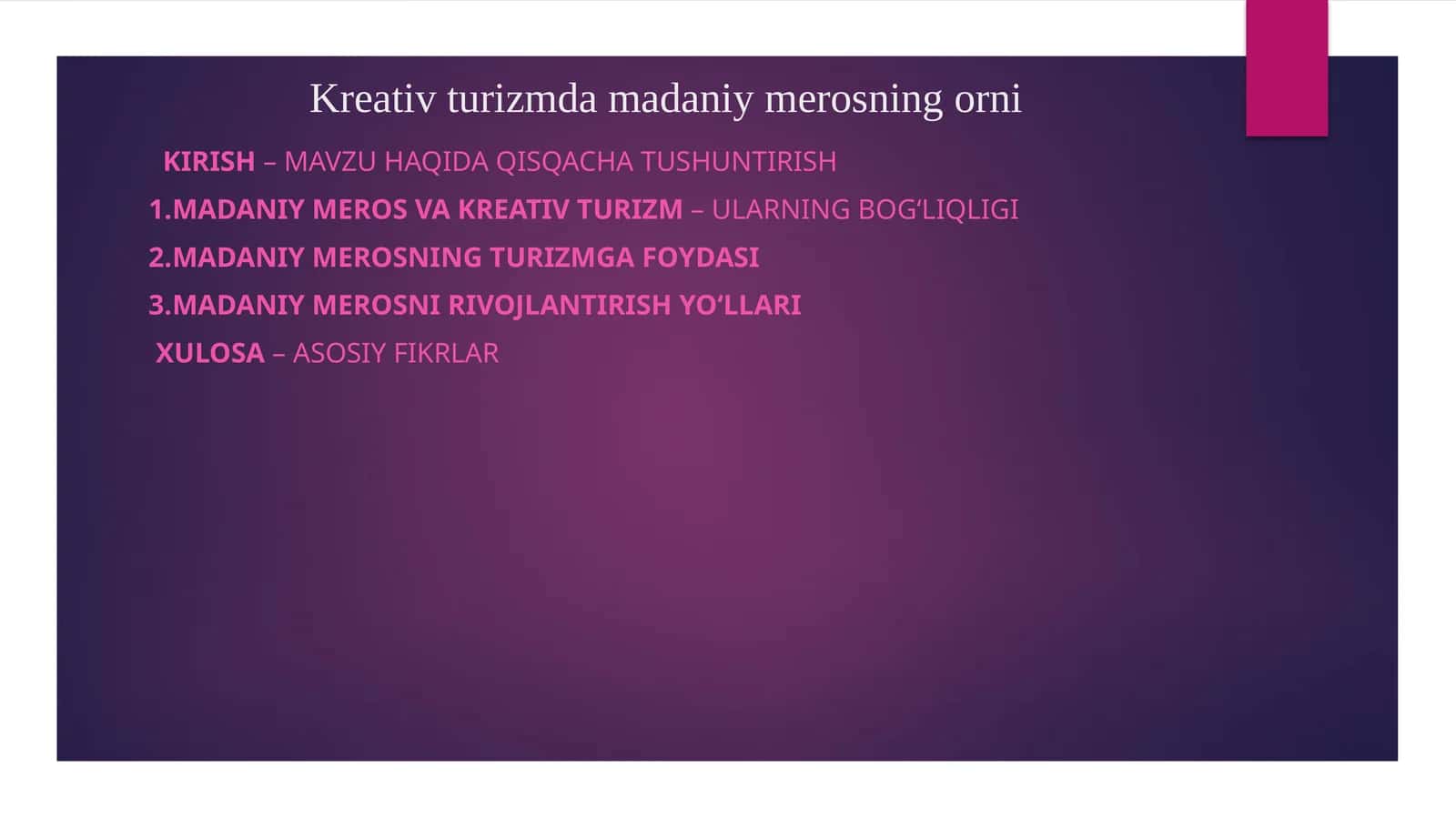Kreativturizmda madaniymerosningorni 1