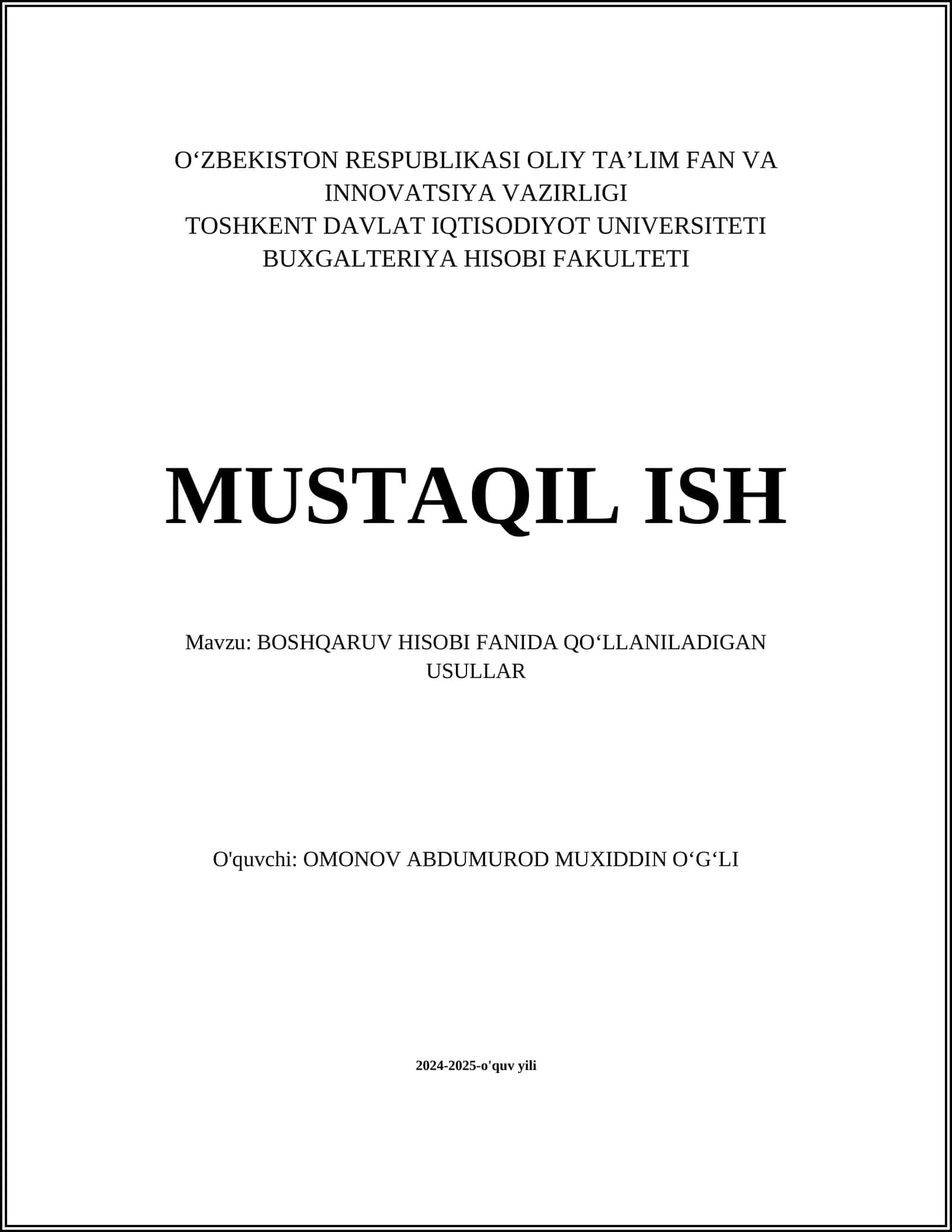 BUDJETLASHTIRISH USULLARI 1