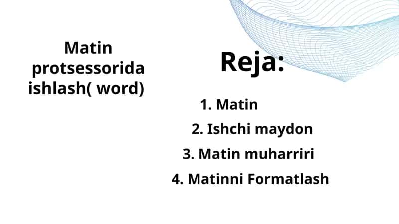 Matin protsessorida ishlash( word) 1