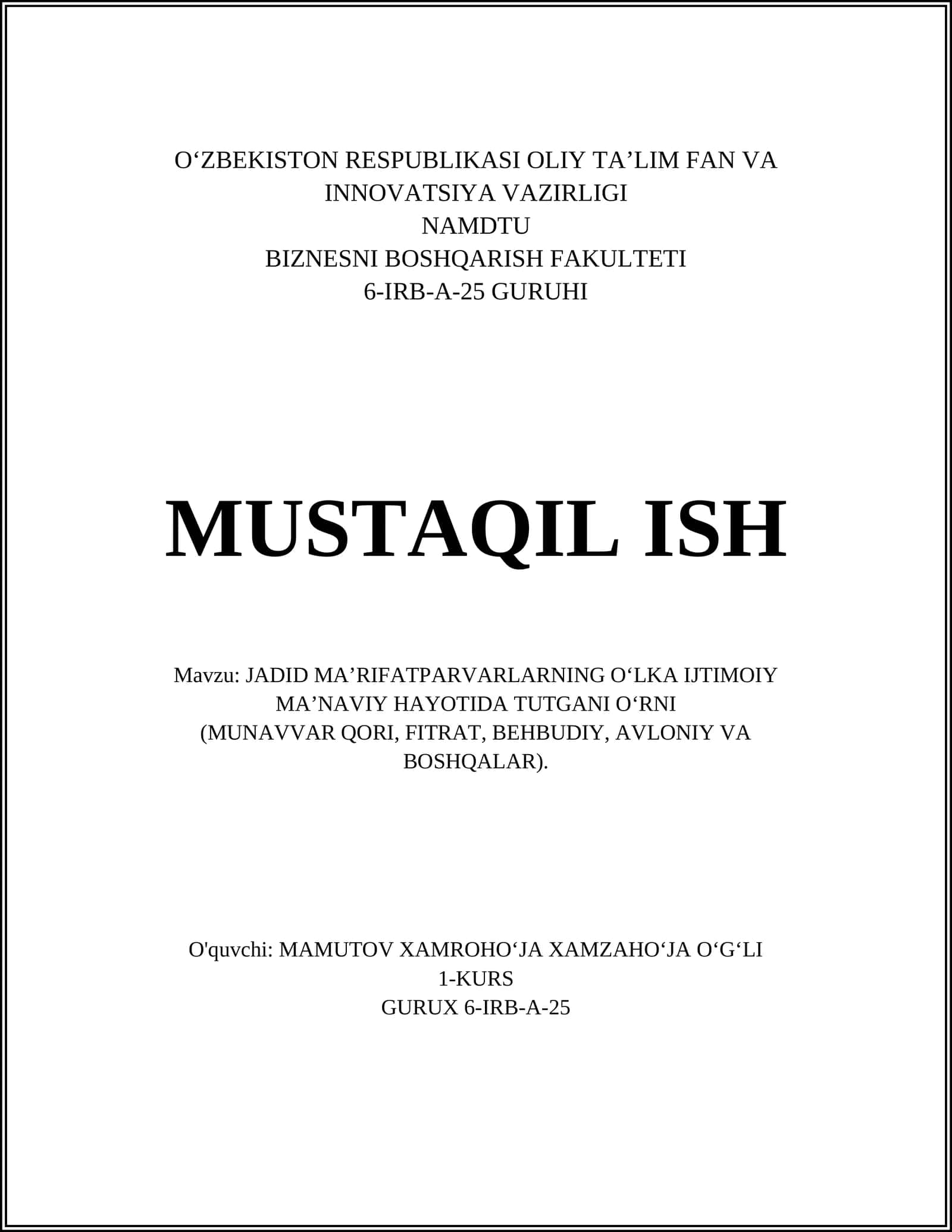 JADID MAʼRIFATPARVARLARNING OʻLKA IJTIMOIY MAʼNAVIY HAYOTIDA TUTGANI OʻRNI 1