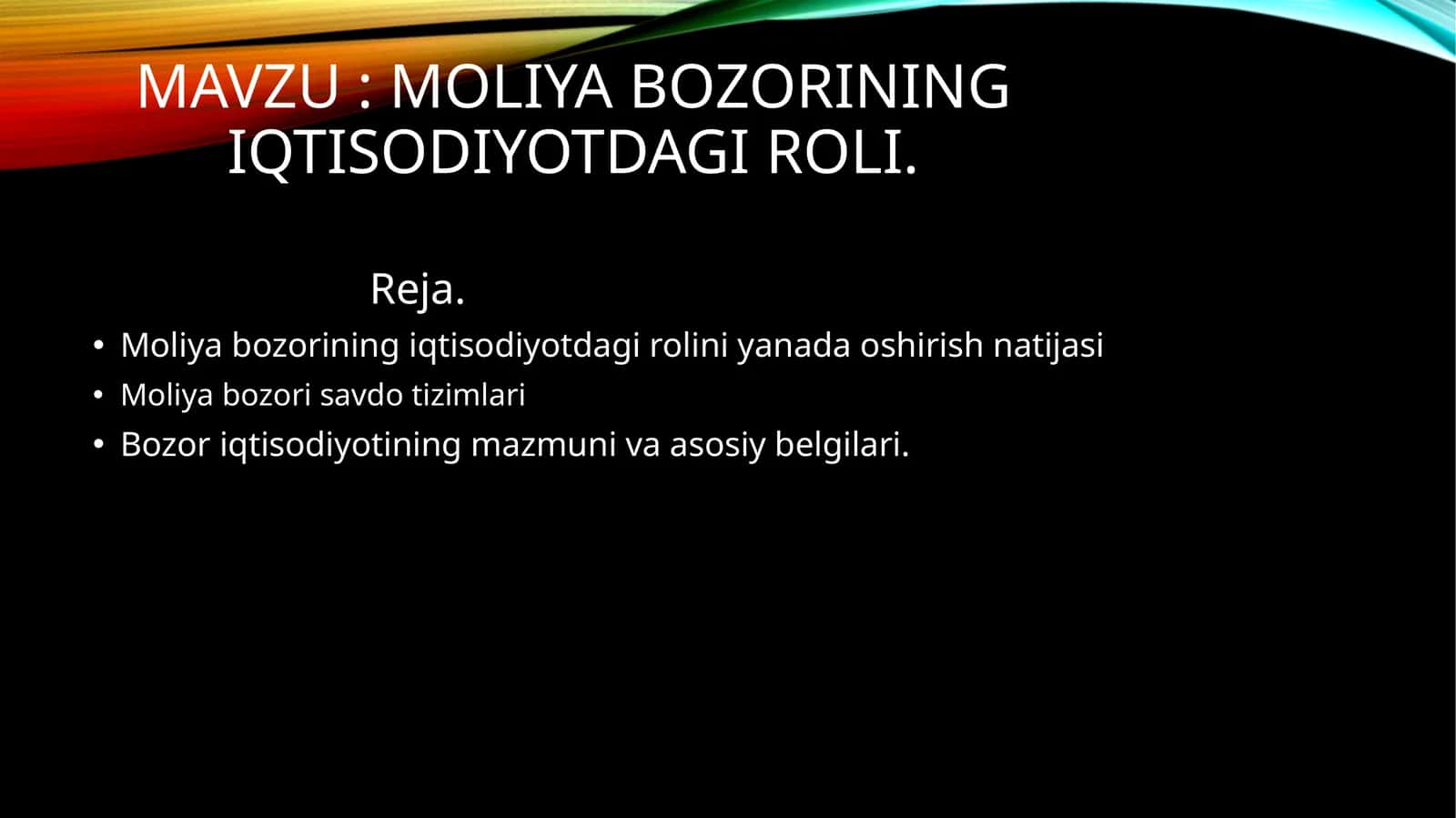 Moliyabozorining iqtisodiyotdagi roli 1