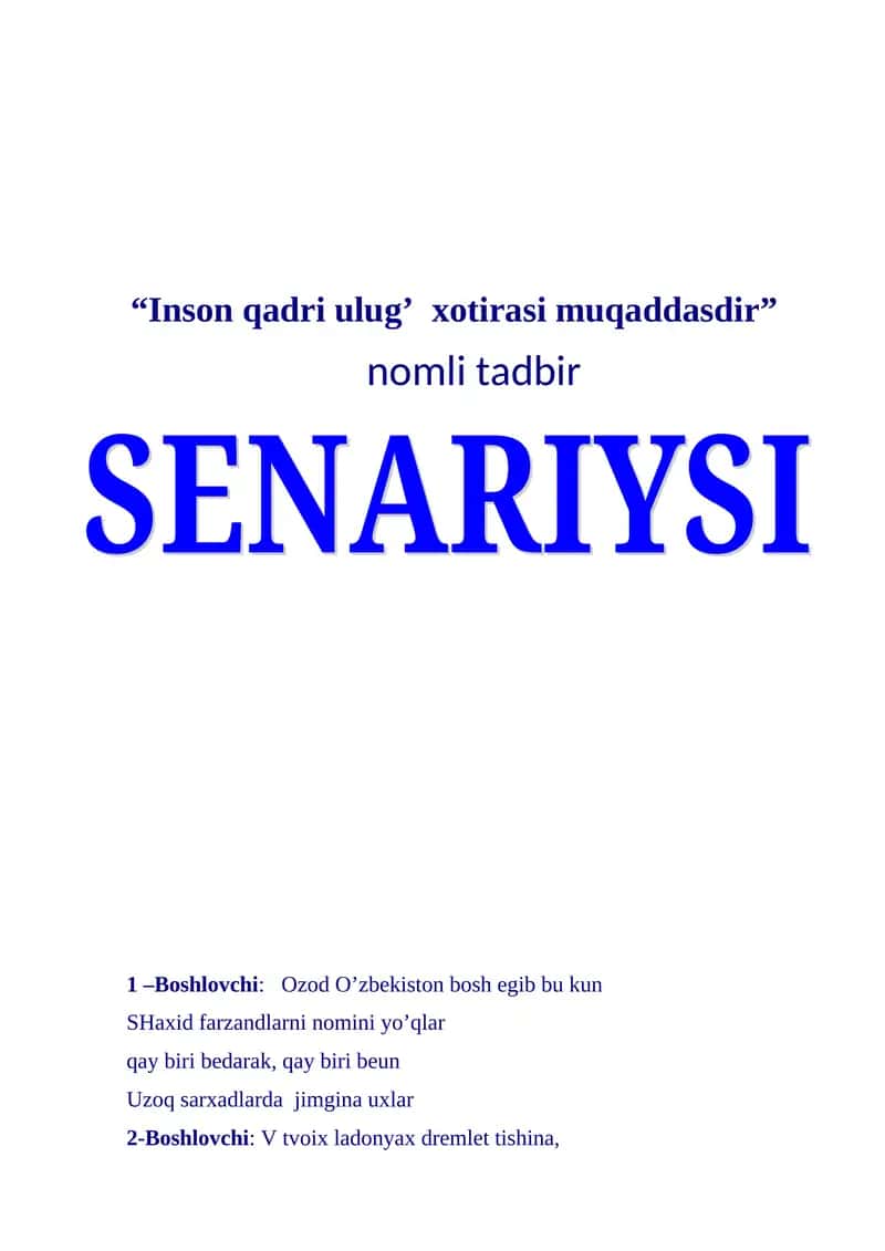 Inson qadri ulug’ xotirasi muqaddasdir nomli tadbir 1