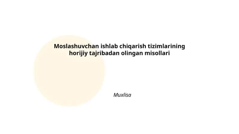 Moslashuvchan ishlab chiqarish tizimlarining horijiy tajribadan olingan misollari 1