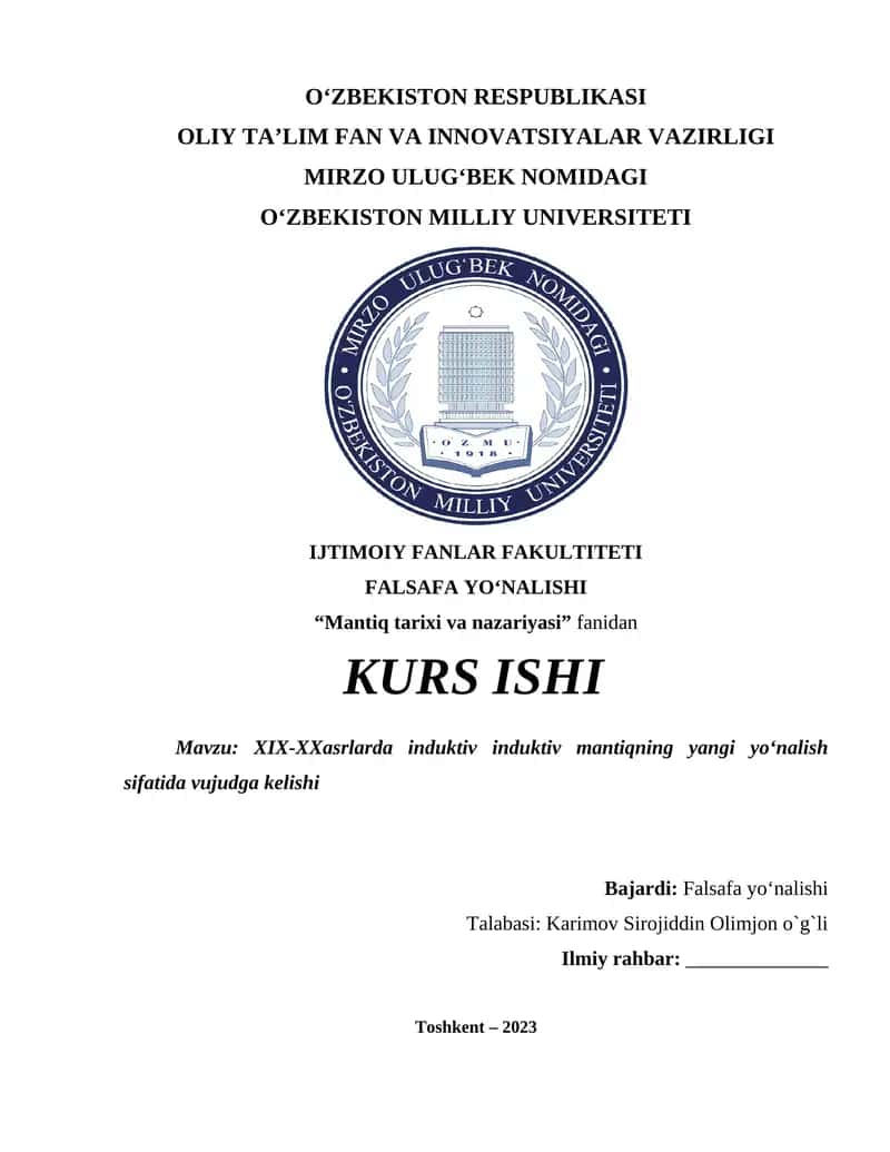 XIX-XXasrlarda induktiv induktiv mantiqning yangi yoʻnalish sifatida vujudga kelishi 1