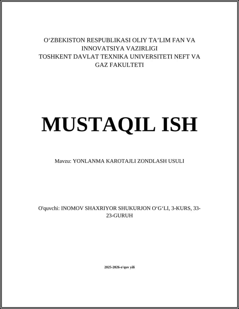 YONLANMA KAROTAJLI ZONDLASH USULI 1