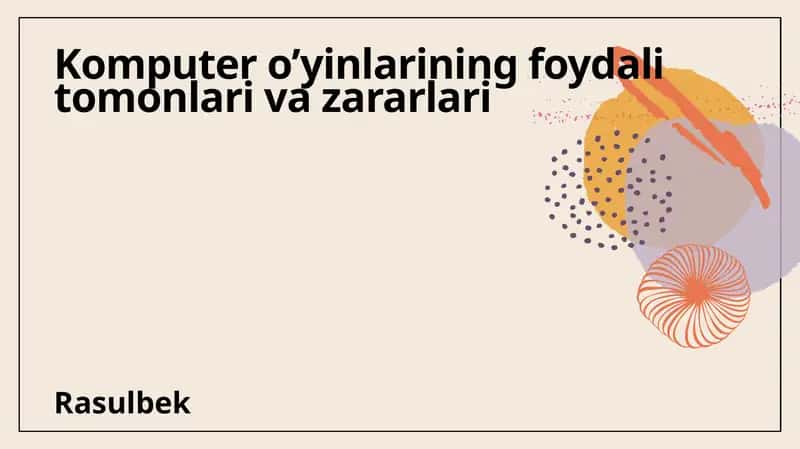 Kompyuter o'yinlarining foydali tomonlari va zararlari 1