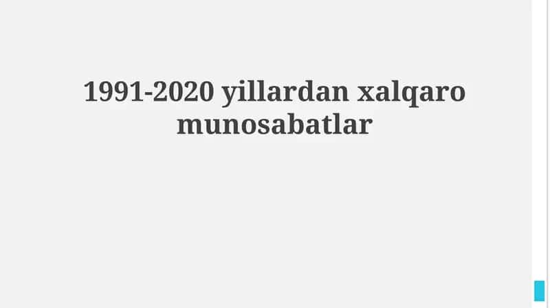 Sovuq urushdan keyingi dunyo: AQSh ustunligi va globallashuv 1