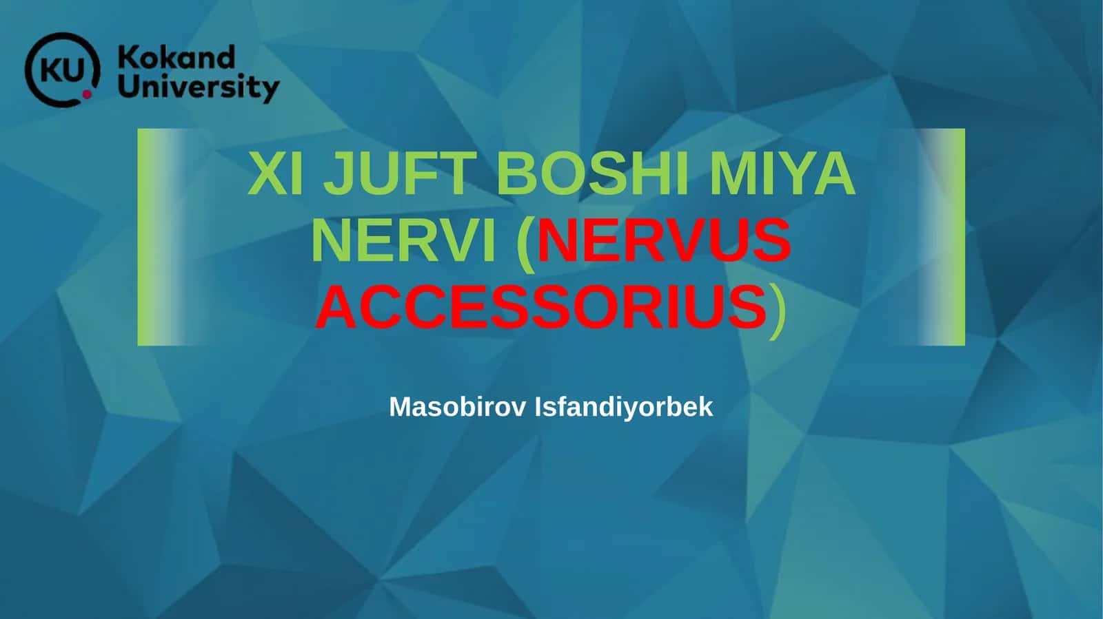 XI JUFT BOSHI MIYA NERVI (NERVUS ACCESSORIUS) 1